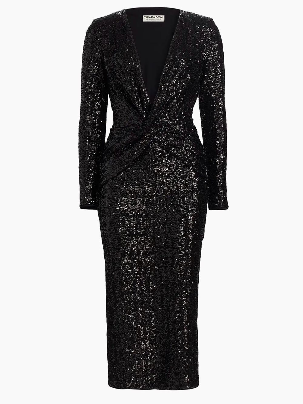 Chiara Boni La Petite Robe Jarra Sequined Twist-Front V-Neck Midi-Dress Sz: 10
